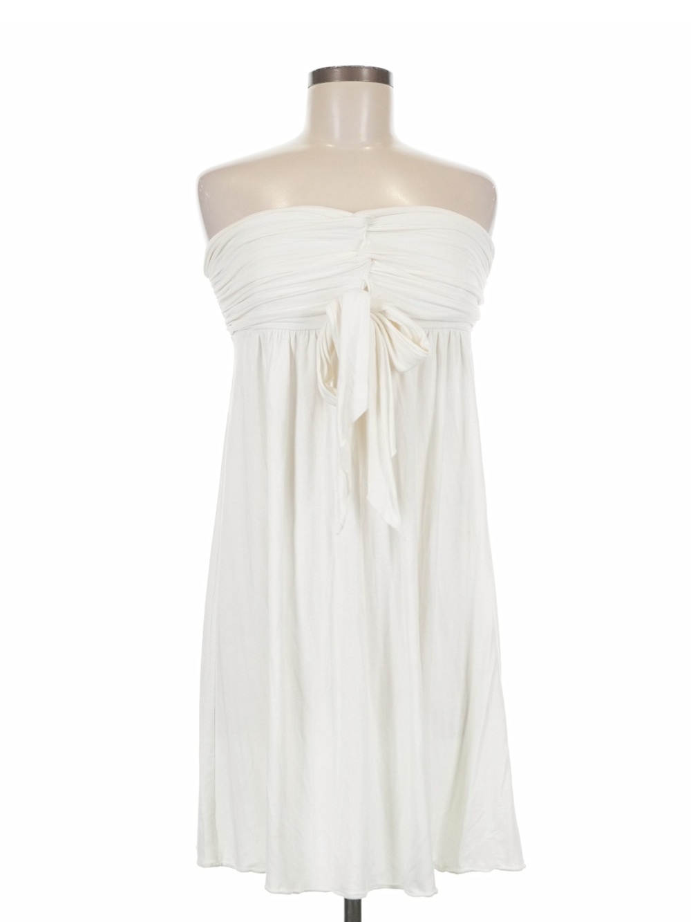 White Strapless Tie-Front Sundress